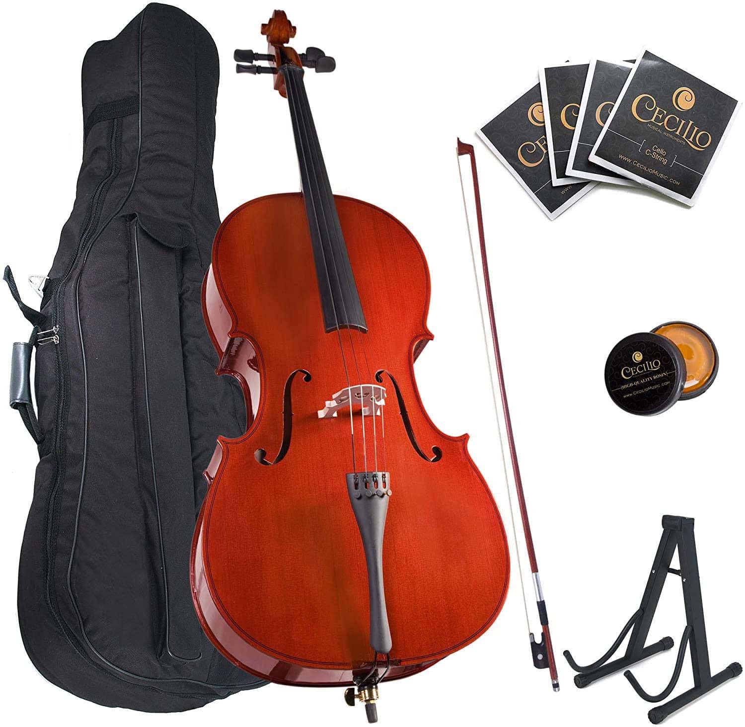 **Cecilio 3/4 Size Cello for Kids & Adults - Full Size Cello with Bow, Hard Case & Strings - Perfect for Beginners, Students & Home Practice**