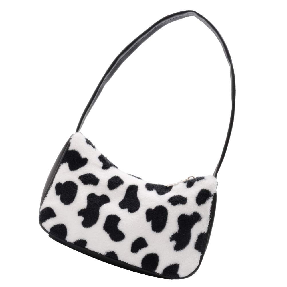 GALPADA Cow Print Plush Clutch Purse - Soft Faux Leather Small Shoulder Bag & Underarm Handbag for Women - Perfect for Date Night, Parties, and Everyday Use