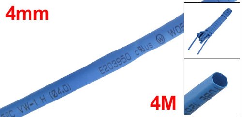 uxcell 4M 13.1 Ft Long 4mm Diameter Blue Polyolefin Heat Shrink Tubing for Wire Insulation, Cable Protection & DIY Electronics Projects