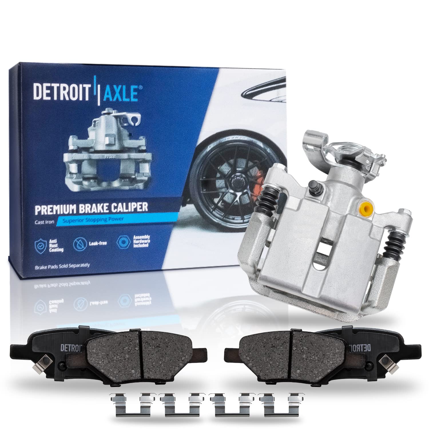 Detroit Axle Rear Brake Kit - Compatible with Chevrolet Malibu HHR Cobalt Saturn Aura Ion Pontiac G6 G5 Pursuit | Disc Brake Caliper & Ceramic Brake Pads Replacement | Perfect for DIY Car Maintenance & Smooth Braking Performance