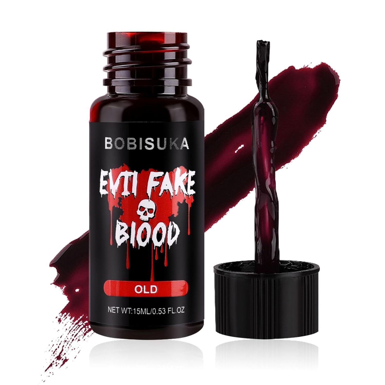BOBISUKA Halloween Fake Blood - Edible Stage Blood 0.53oz, Realistic Vampire Blood SFX Makeup Kit, Washable Faux Blood Gel for Zombie, Monster, Vampire Costume & Cosplay - Perfect for Halloween Parties, Horror Films, Theater Productions and Special Effects Makeup