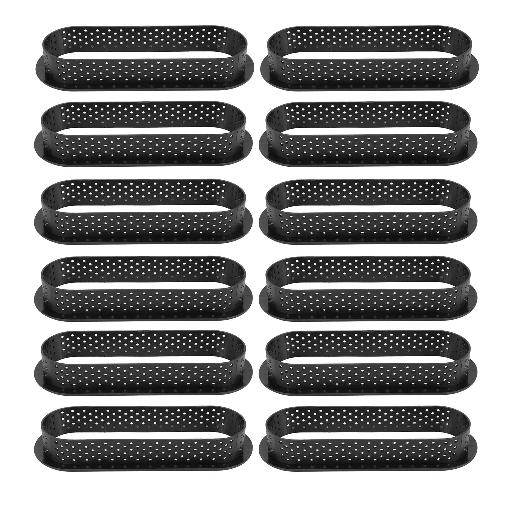 12-Piece Oval Tart Rings Set - Heat-Resistant Perforated Non-Stick Bakeware for Mousse, Cheesecake & Pastry | Perfect for Professional Baking & Home Dessert Making