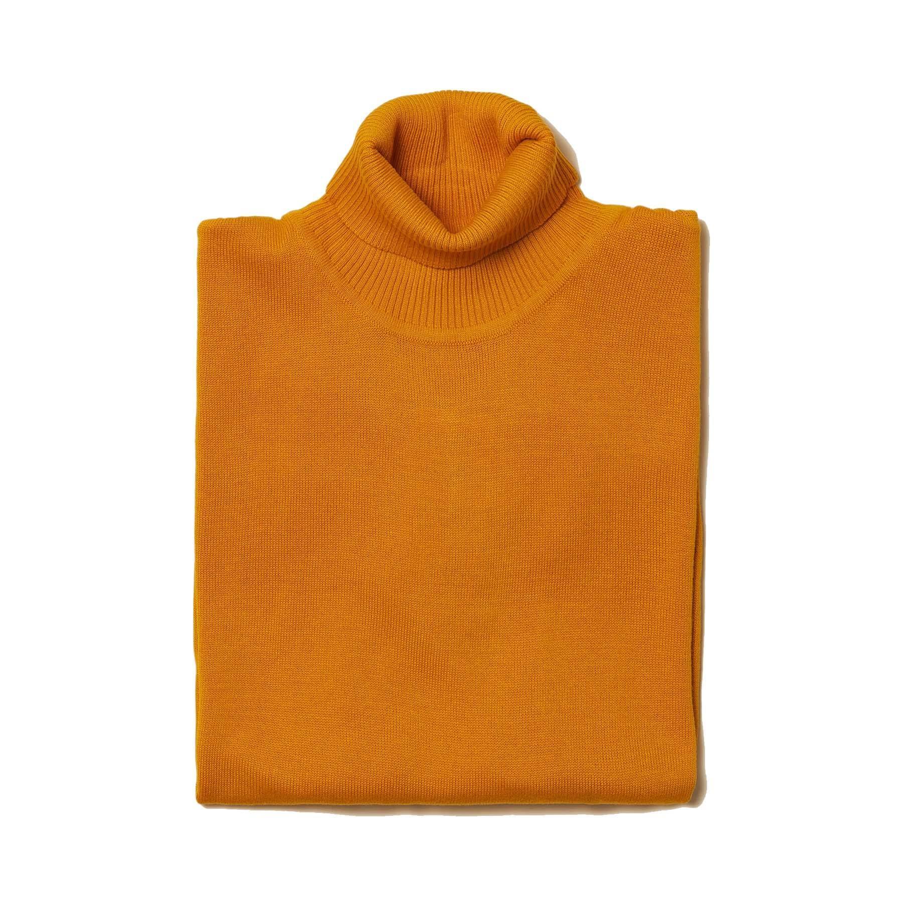 Men's Mustard Color Turtleneck Sweater - Warm Winter Pullover for Casual & Office Wear