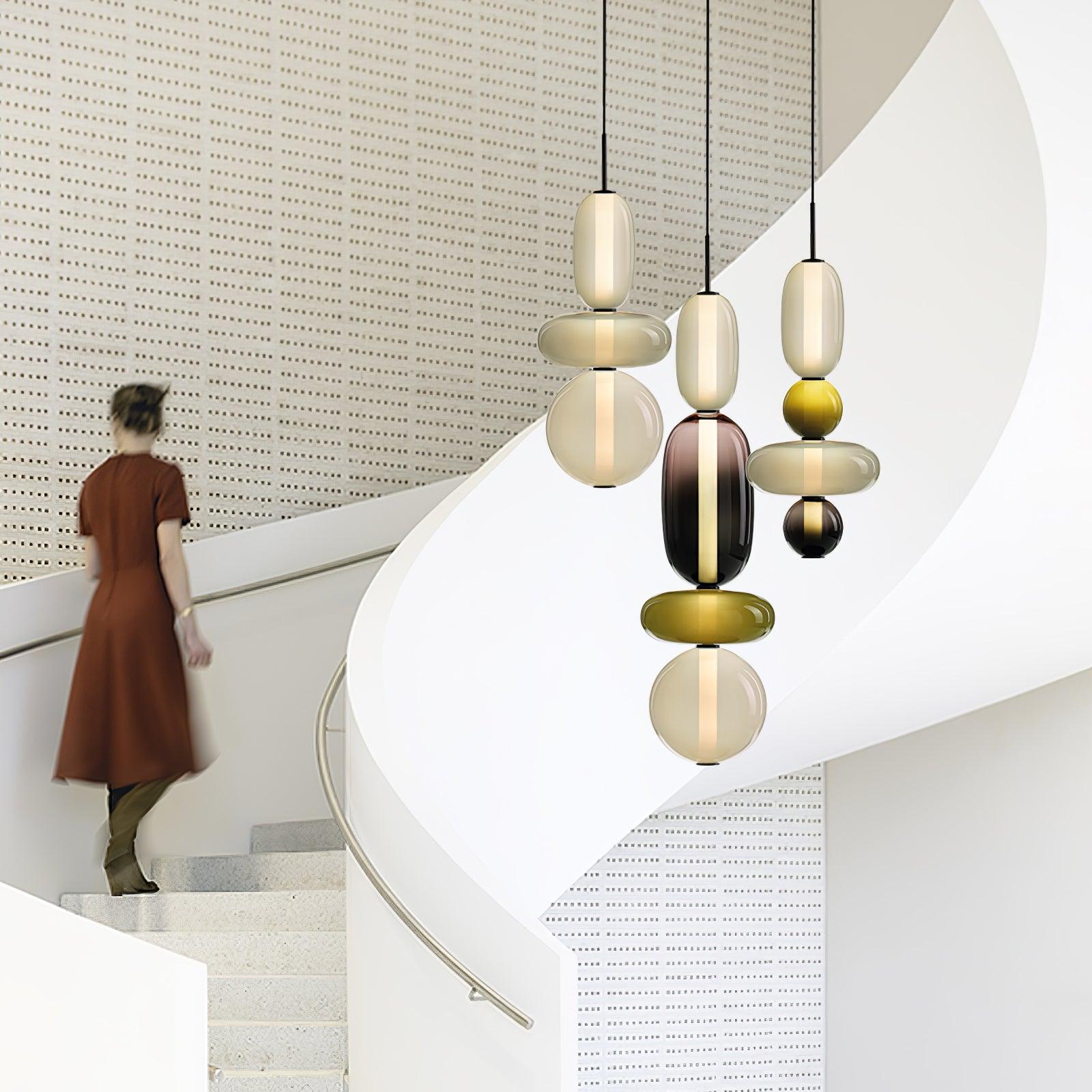 Stylish Candied Glass Pendant Light Set - Modern Hanging Fixture for Dining Room, Kitchen Island & Bedroom Decor
