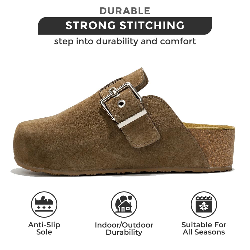 **Rhona Women's Cloud Clogs – Comfortable Memory Foam Mules & Clogs with Wedge Heels – Stylish Boston & Platform Clogs for Casual Wear, Work & Home (2025)**