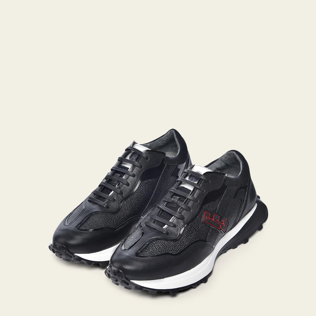 **Men's Cuadra Black Casual Cowhide Leather Sneakers - Stylish & Comfortable for Daily Wear, Walking & Travel**