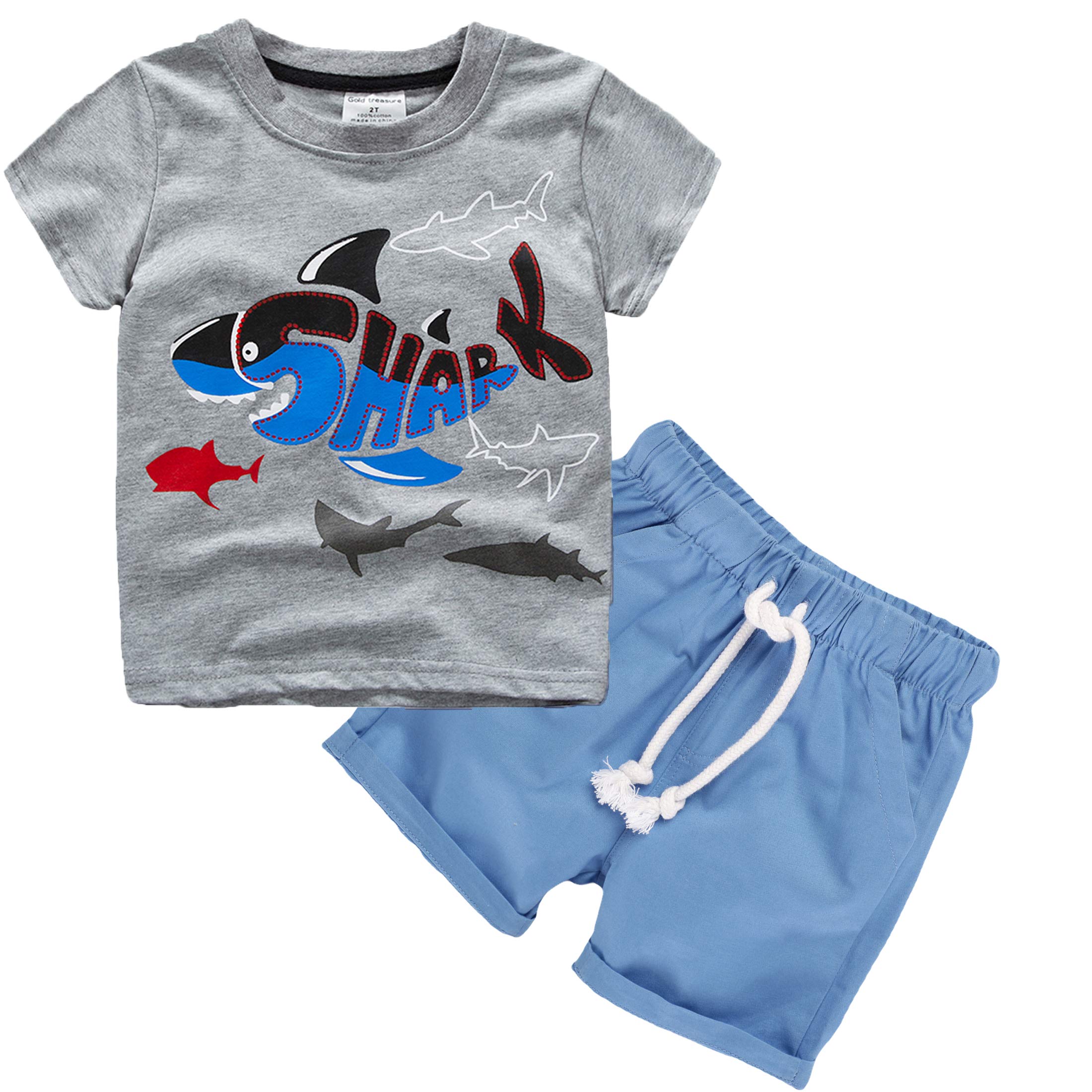 Deachala Boys' Summer Short Sleeve Outfits for Toddlers (2-7T) - Cool & Comfortable Playwear for Beach, Park & Outdoor Activities