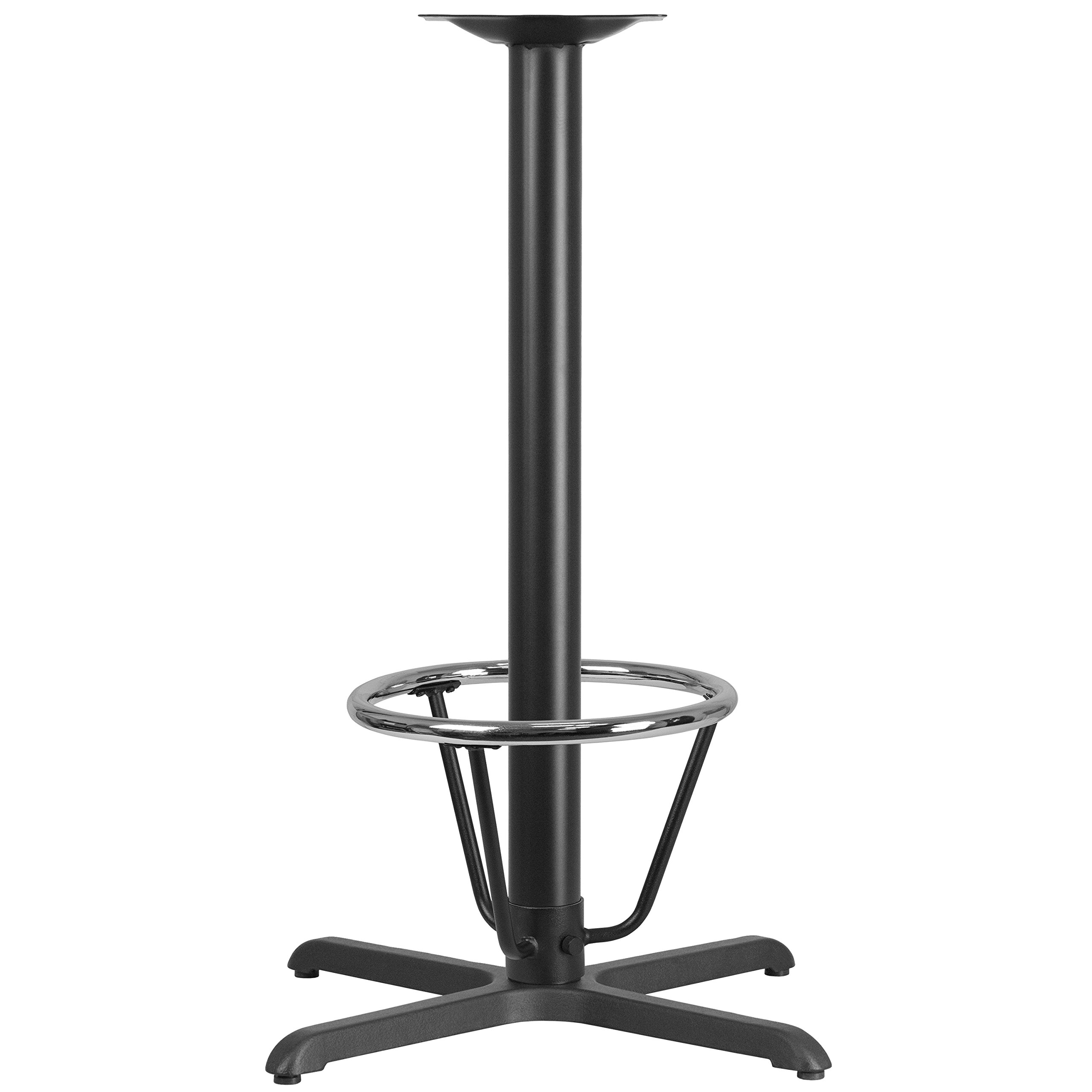 EMMA + OLIVER 30x30 Inch Heavy Duty Cast Iron Bar Table with X-Base and Foot Ring - Perfect for Outdoor Patio, Restaurant, and Home Bar Use