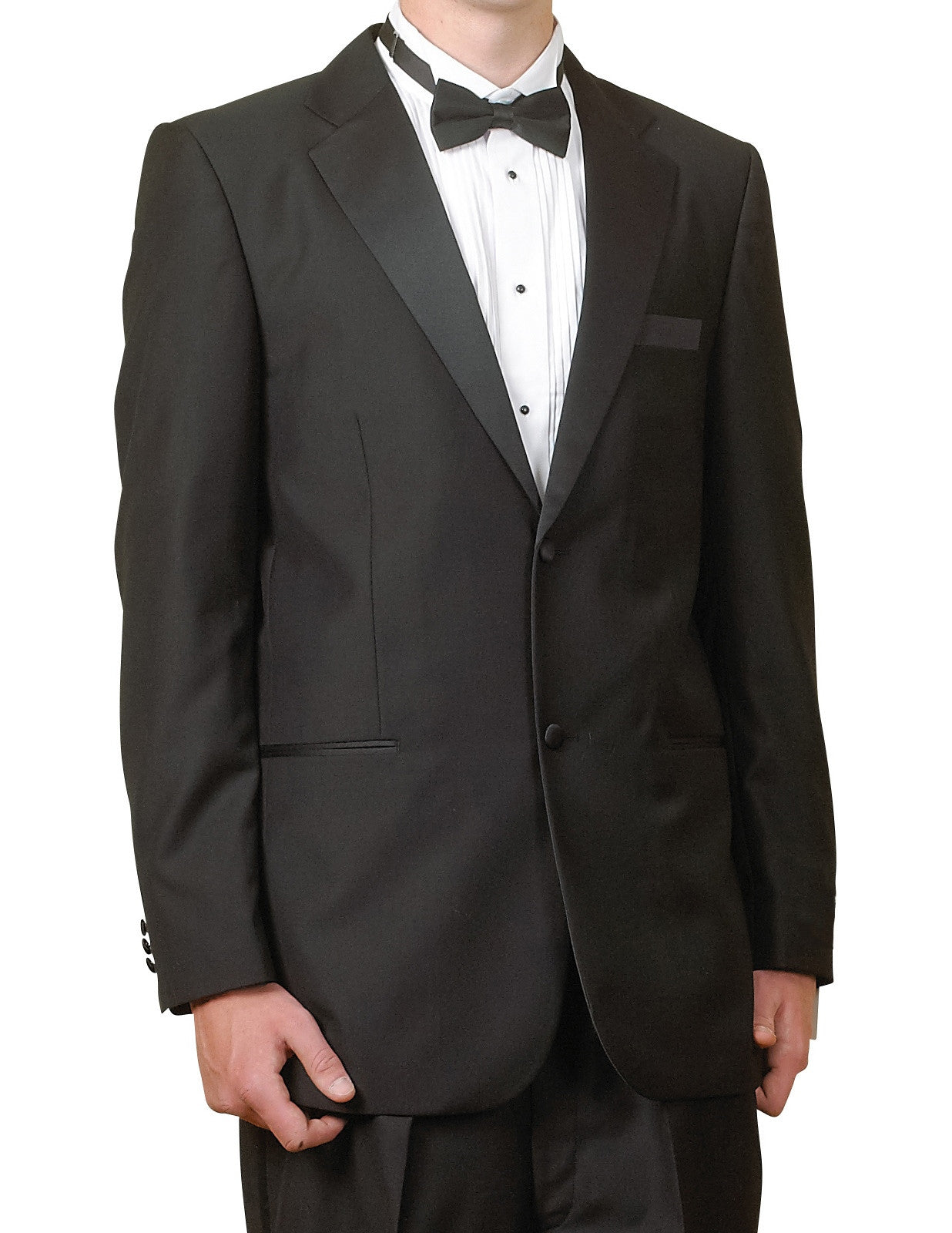 Premium Men's Super 100s Wool Black Tuxedo Suit - 2 Button Single Breasted Formal Wear for Weddings, Prom & Black Tie Events