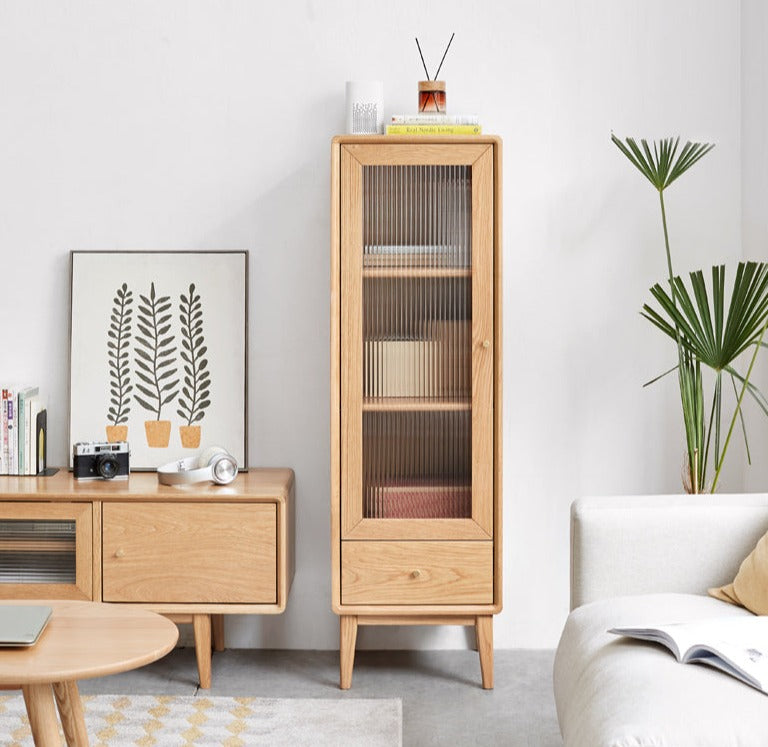 Solid Oak and Pine Wood Side Cabinet - Rustic Nightstand, Bedside Table, or Entryway Storage - Perfect for Bedroom, Living Room, or Hallway