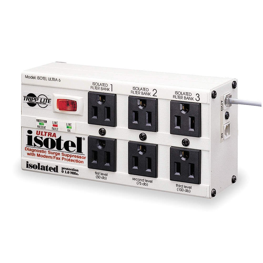 Tripp Lite 6-Outlet Surge Protector with RJ11 Phone Protection - 2850J Energy Rating - Ideal for Home Office, Electronics & Networking Equipment