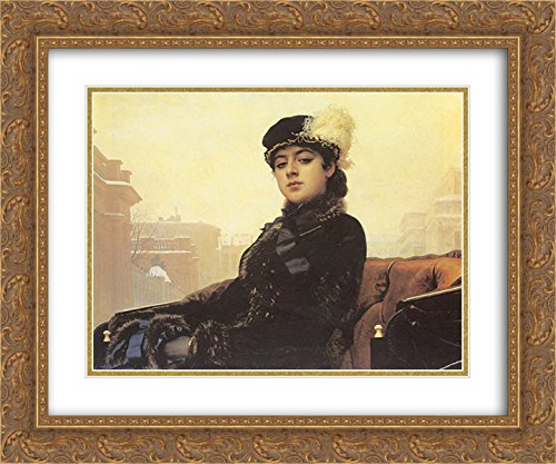 24x20 Gold Ornate Framed Museum Art Print - Portrait Of A Woman by Ivan Nikolaevich Kramskoi - Double Matted Wall Decor for Living Room, Bedroom & Office
