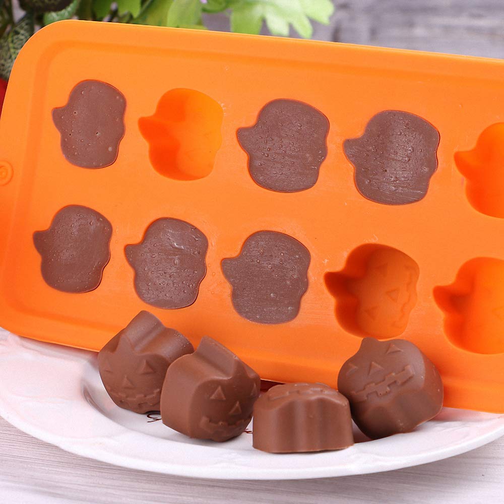 5Pcs Halloween Silicone Chocolate Molds Set - Bat, Pumpkin, Witch Hat, Ghost & Skull Shapes for Candy, Jello, Soap, Wax, Crayon Melts - Perfect for Halloween Party Favors, DIY Crafts & Home Decorations
