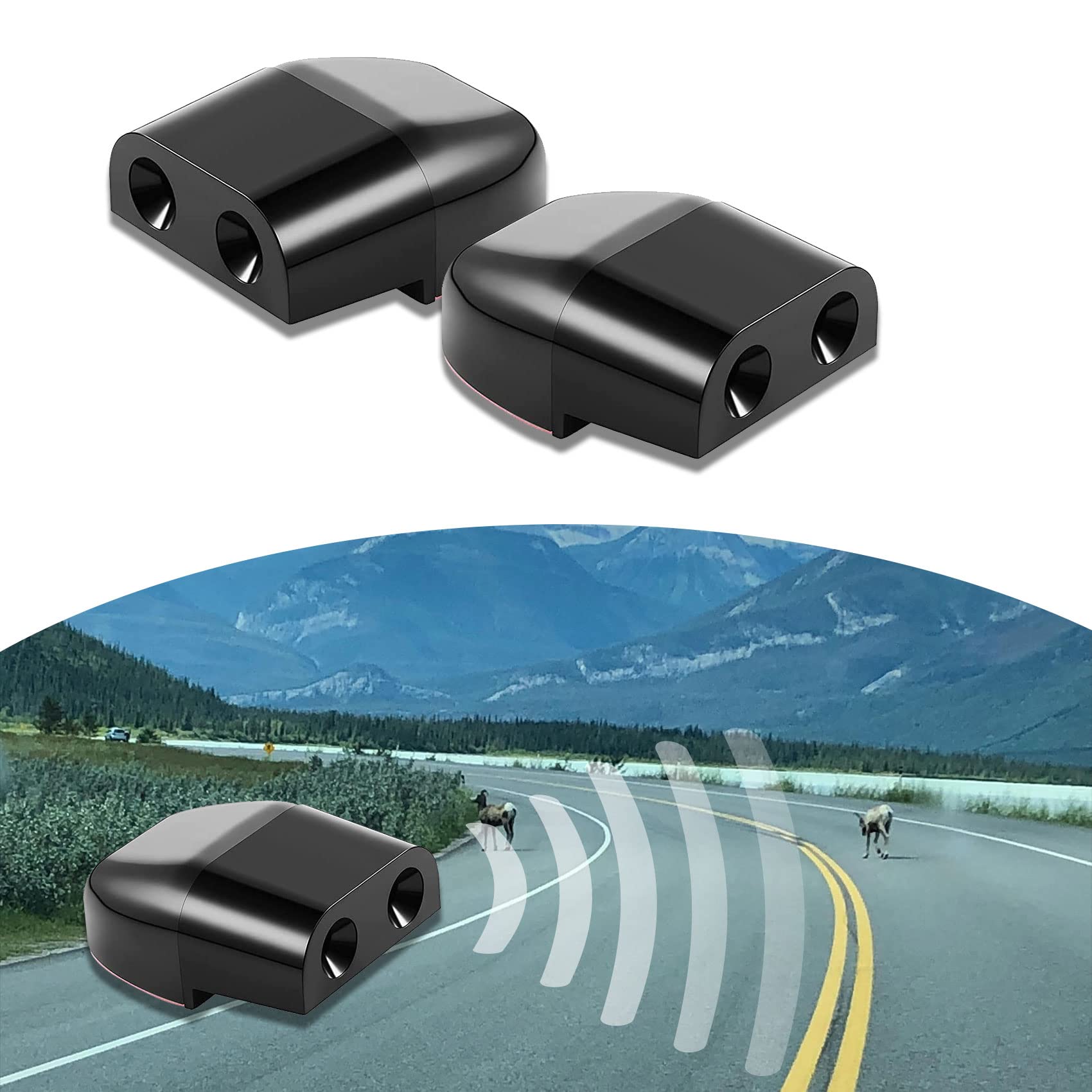 2PCS Deer Whistles for Cars & Motorcycles - Universal Animal Warning Device with Rubber Pads for Safe Driving