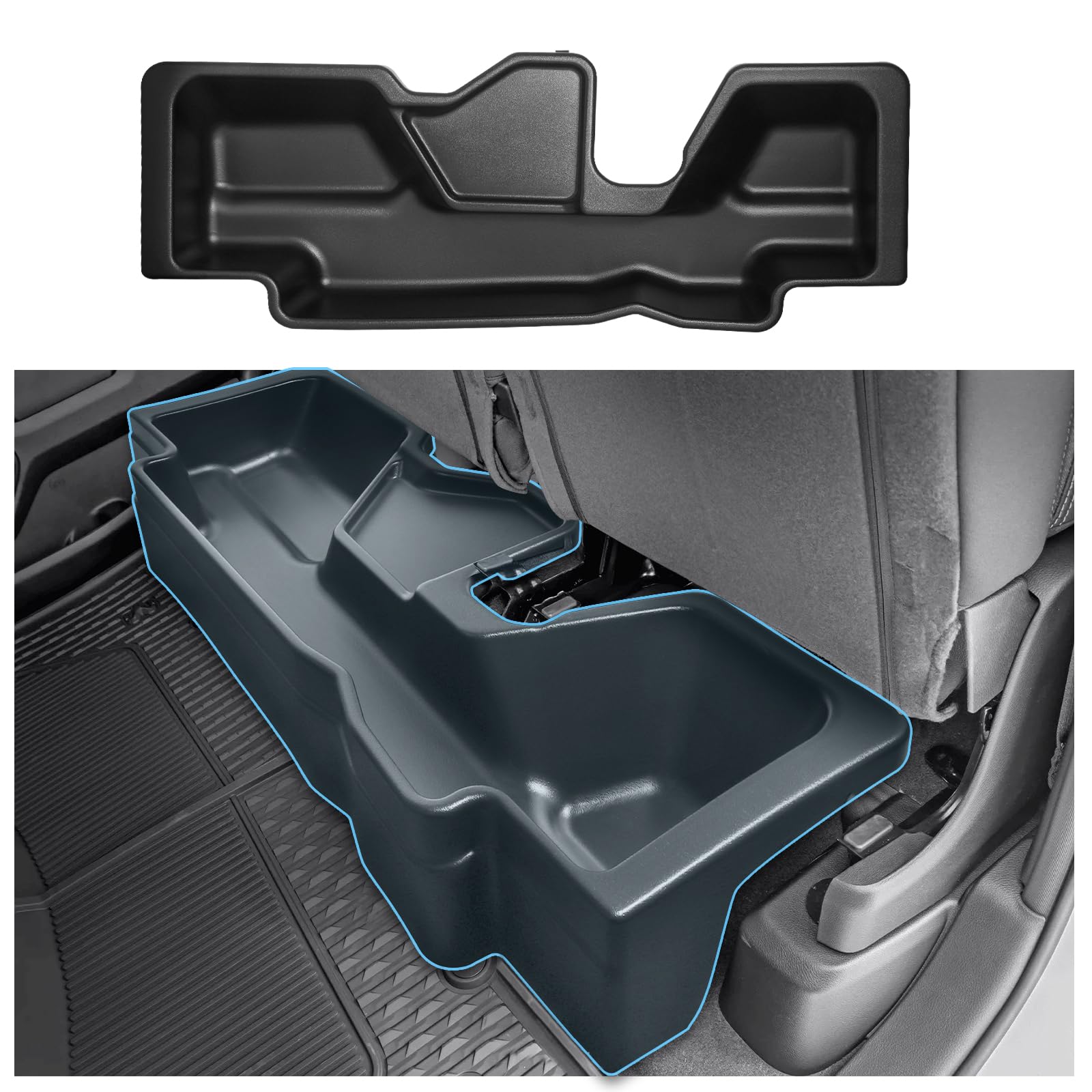 Under Seat Storage Organizer for 2019-2024 Ram 1500 Crew Cab | Underseat Container with Dividers | Perfect for Truck Accessories, Tools & Emergency Gear Storage