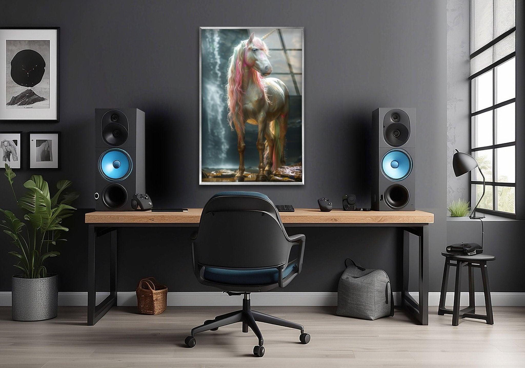 Stunning Unicorn Glass Wall Art Decor - Handmade Crystal Glass Mural for Kids Room, Nursery, Bedroom & Living Room Decor - Perfect Gift for Girls & Unicorn Lovers