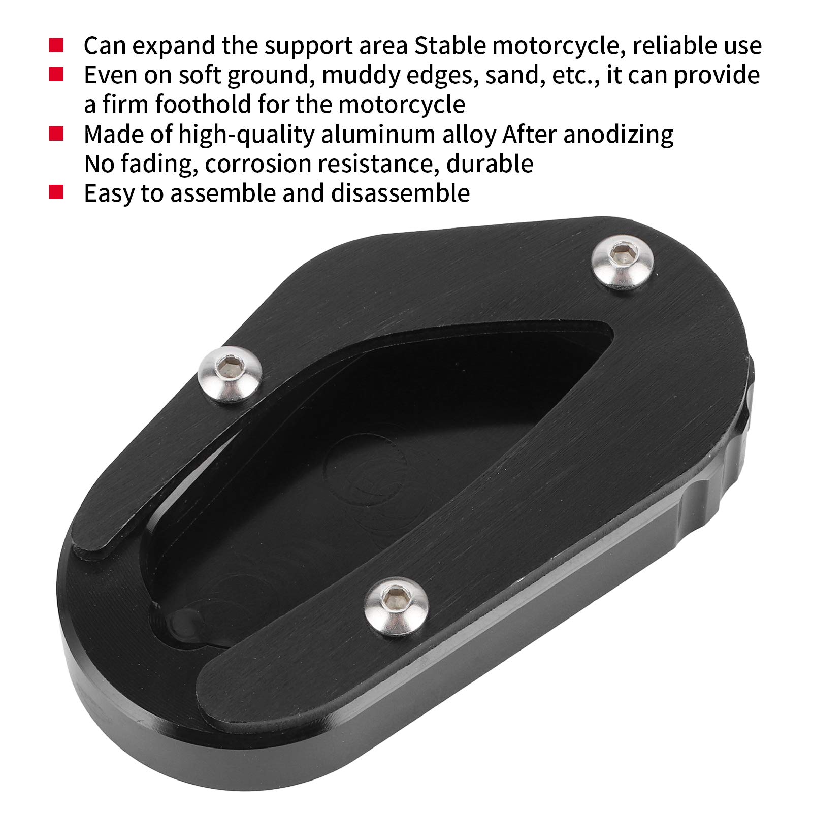 **Acouto Motorcycle Side Stand Pad for Triumph T100 (2018-2020) & T120 (2016-2020) - Kickstand Extender Foot, Side Stand Support Plate (Black) - Prevent Sinking on Soft Ground, Ideal for Parking on Grass, Sand, or Gravel**