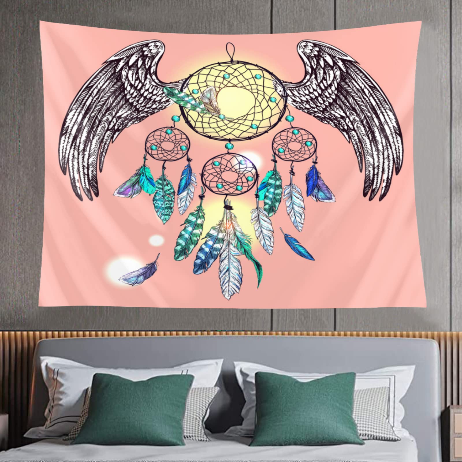 Dream Catcher With Wings Wall Hanging Tapestry - Bohemian Wall Art Decor for Bedroom, Living Room, Dorm | Spiritual Home Decor, Meditation Room Accent, Gift for Nature Lovers