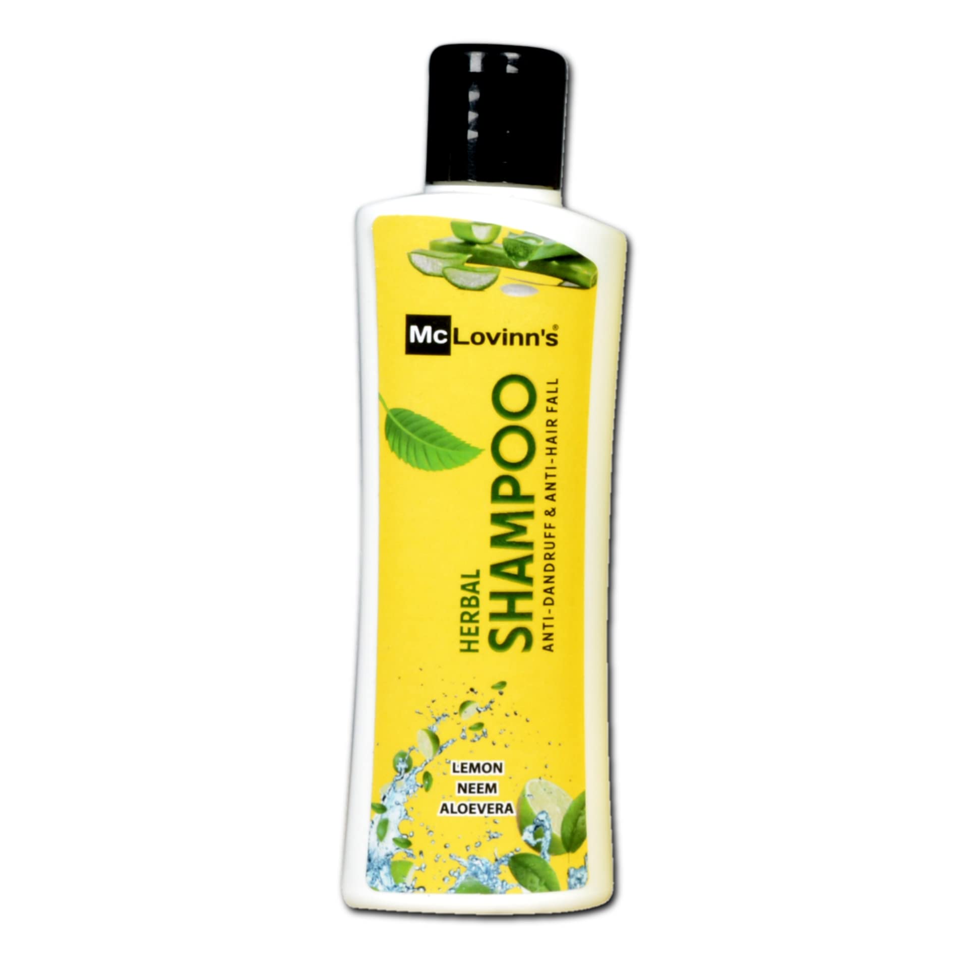 McLovinn's® Natural Herbal Shampoo for Hair Loss & Dandruff Control - Infused with Lemon, Neem Oil, Rosemary, Tea Tree Oil & Aloe Vera (100ml) | Gentle Daily Cleansing for Healthy Scalp & Stronger Hair