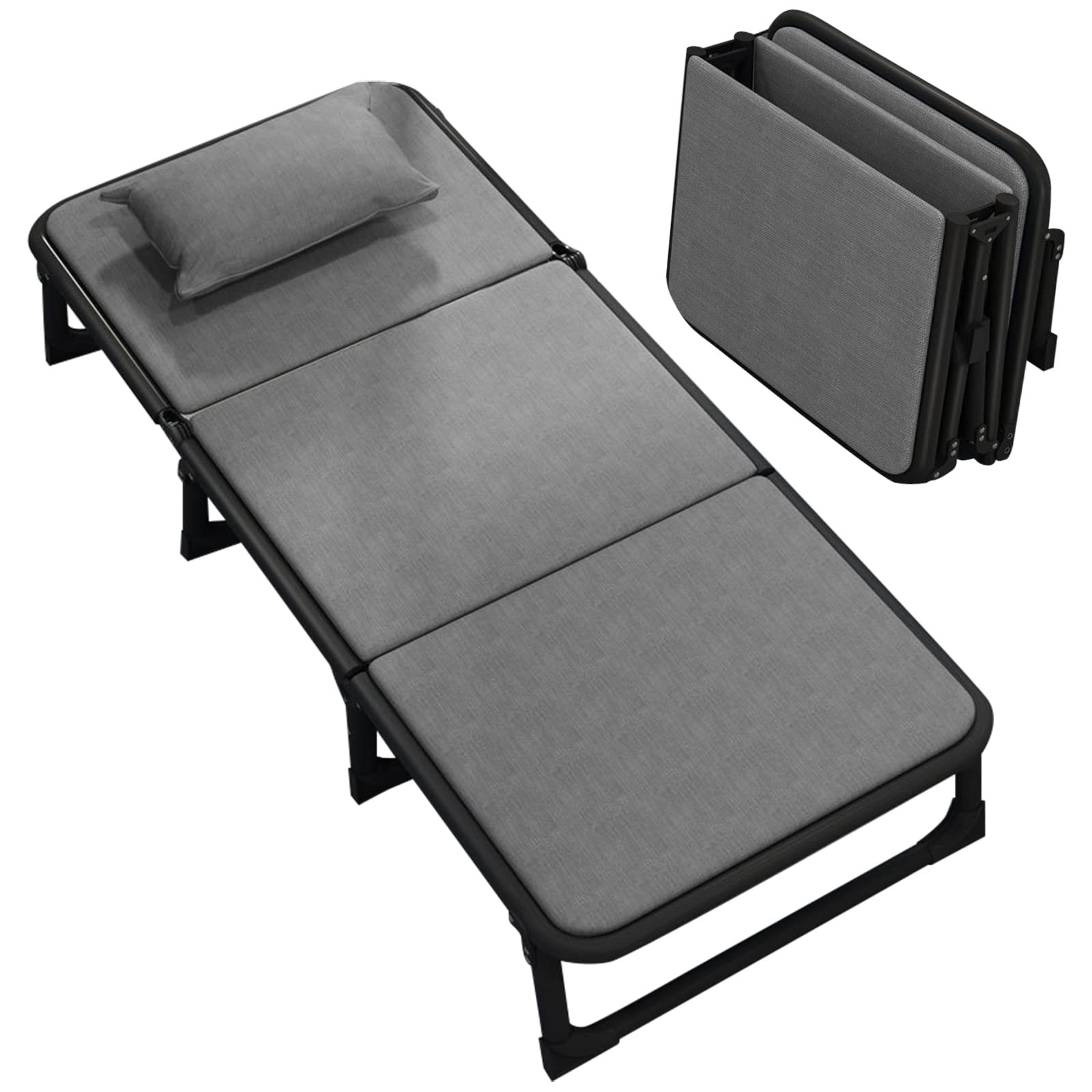 MOPHOTO Folding Bed Cot - Portable Foldable Guest Bed for Adults, Heavy Duty Camping Cot with Frame, Perfect for Outdoor Travel, Home Office & Emergency Use - Great for Camping, Sleepovers & Guest Rooms