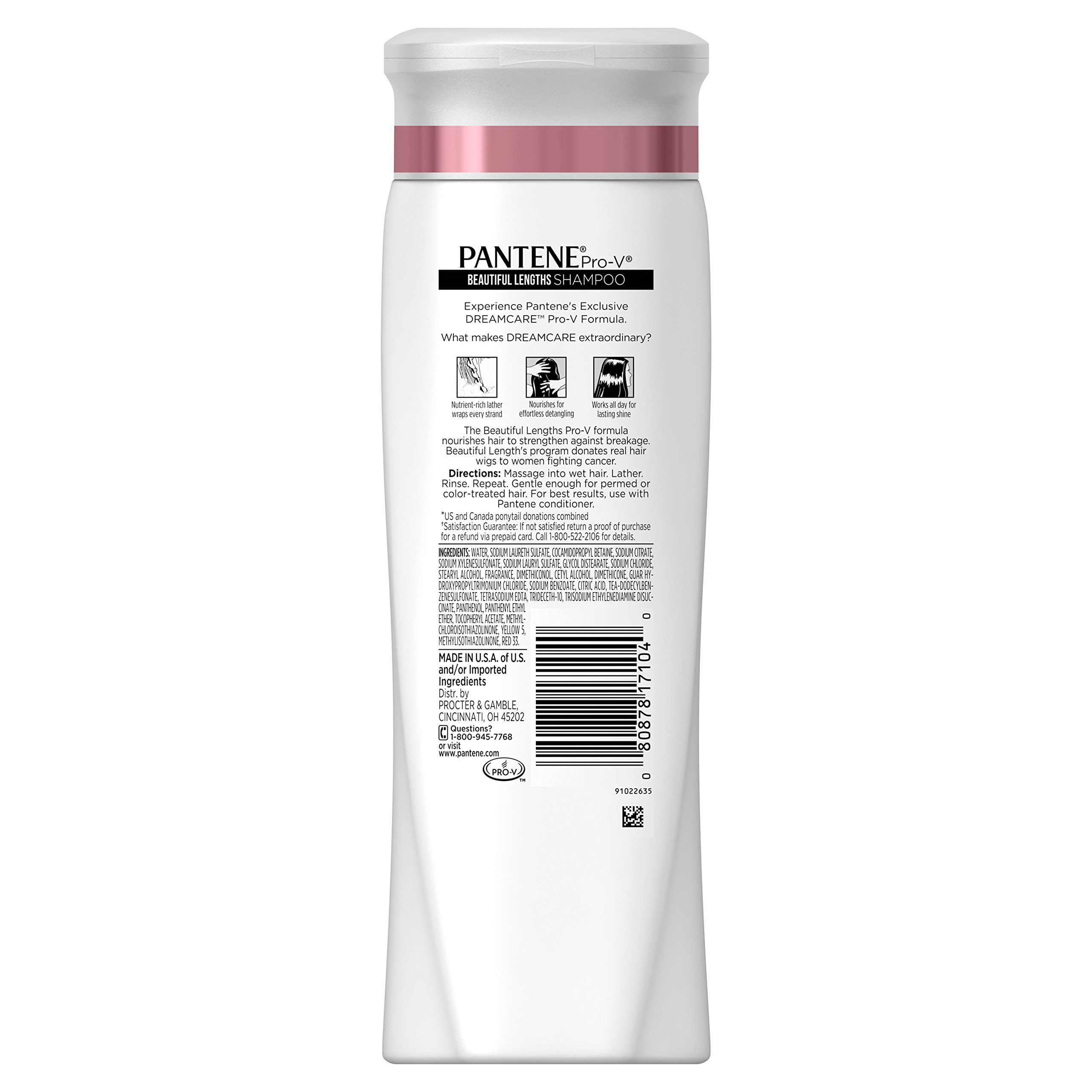 Pantene Pro-V Beautiful Lengths Shampoo for Long Hair - 12.6 fl oz Sulfate-Free Formula with Biotin - Strengthens & Repairs Damaged Hair - Perfect for Daily Hair Care Routine at Home or Salon