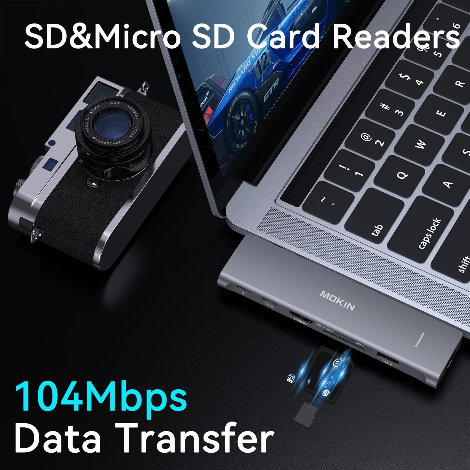 7-in-1 USB C Hub Adapter for MacBook Pro 2023/2022/2021 & MacBook Air M1/M2/M3 - Thunderbolt 3 Dock with 4K HDMI, 2 USB 3.0 Ports, SD/TF Card Reader, 100W PD Charging - Perfect for Work, Travel & Home Office Setup