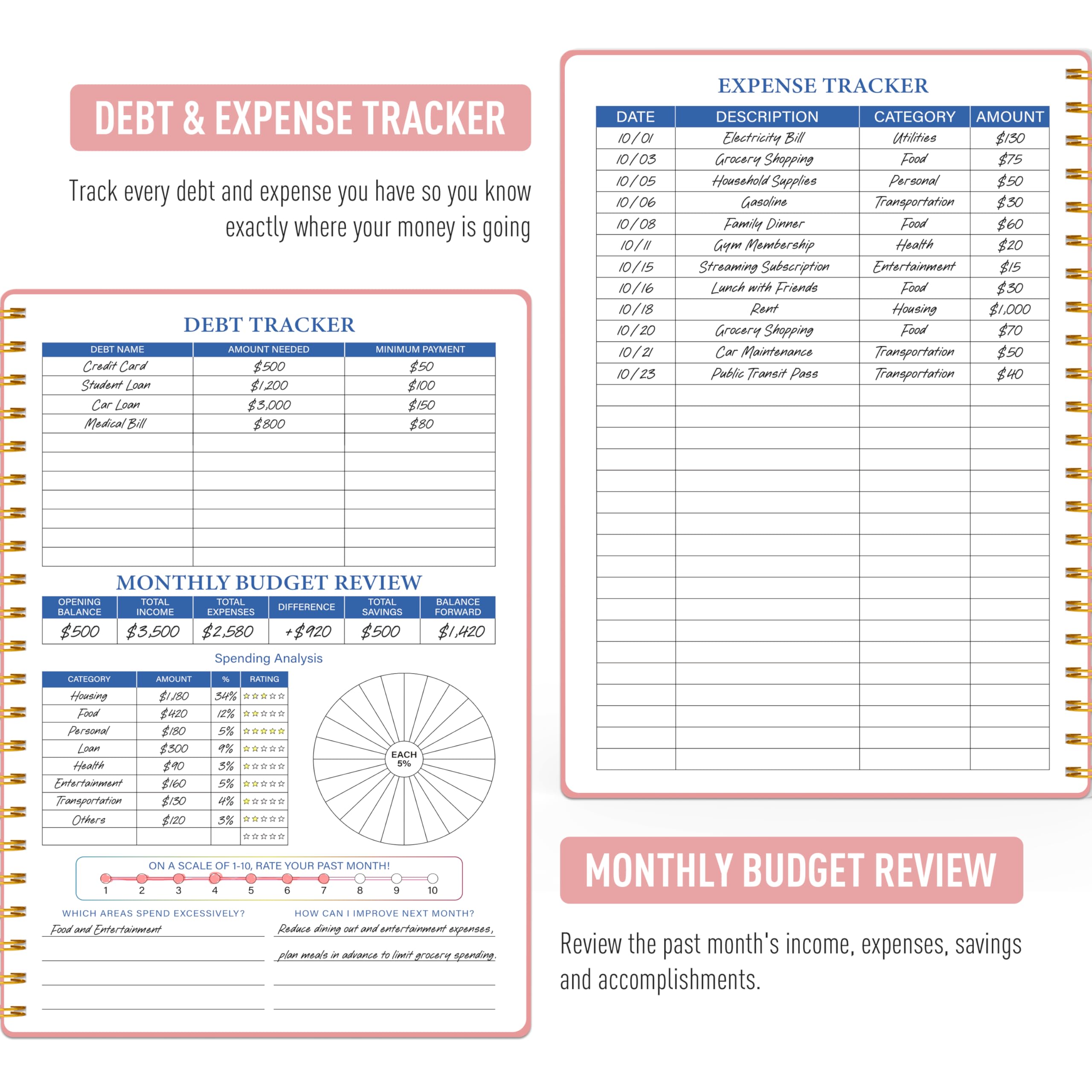 2024 Budget Planner - Monthly Expense Tracker Notebook with Undated Bill Organizer & Debt Management, 5.5