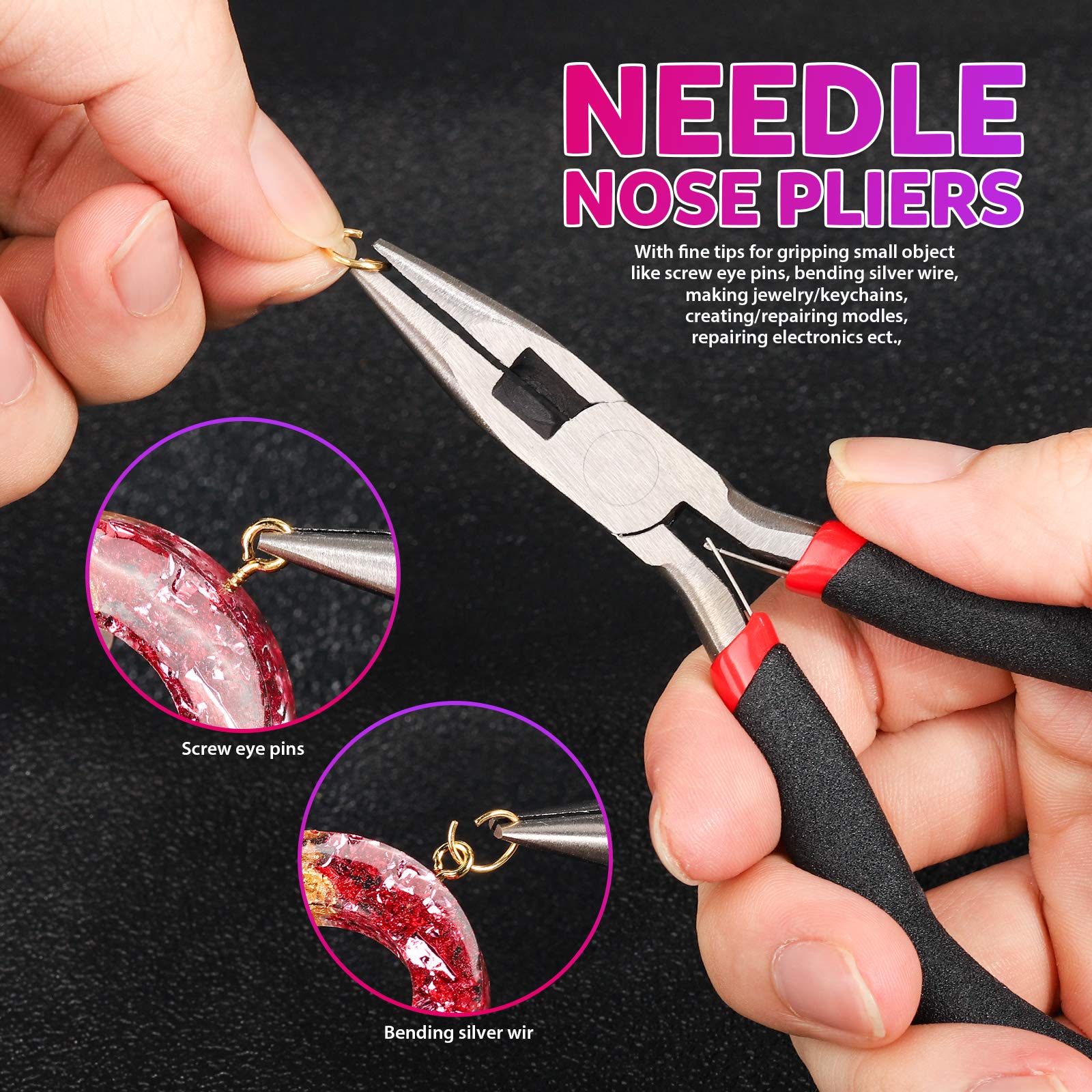 LEOBRO 222 PCS Hand Drill Kit with Pin Vise, Drill Bits (0.8mm-3mm), Needle Nose Pliers - Jewelry Making & Keychain Crafting Tools for DIY Projects, Woodworking, and Small Hole Drilling