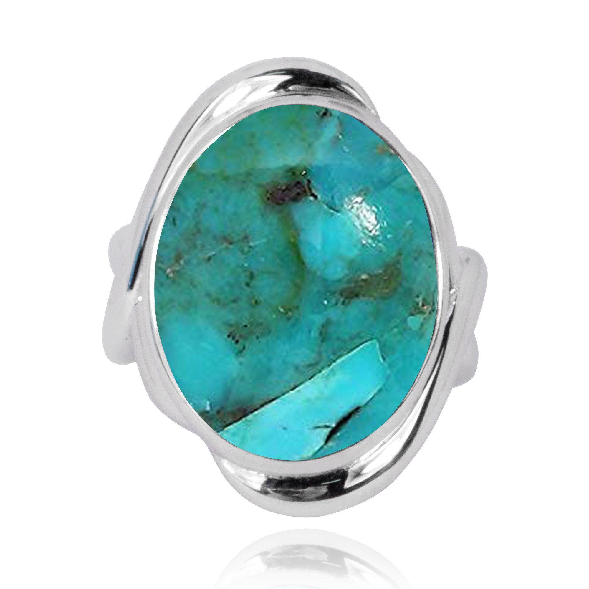 Natural Compressed Turquoise Cocktail Ring for Women - Elegant Statement Jewelry for Parties, Weddings & Special Occasions
