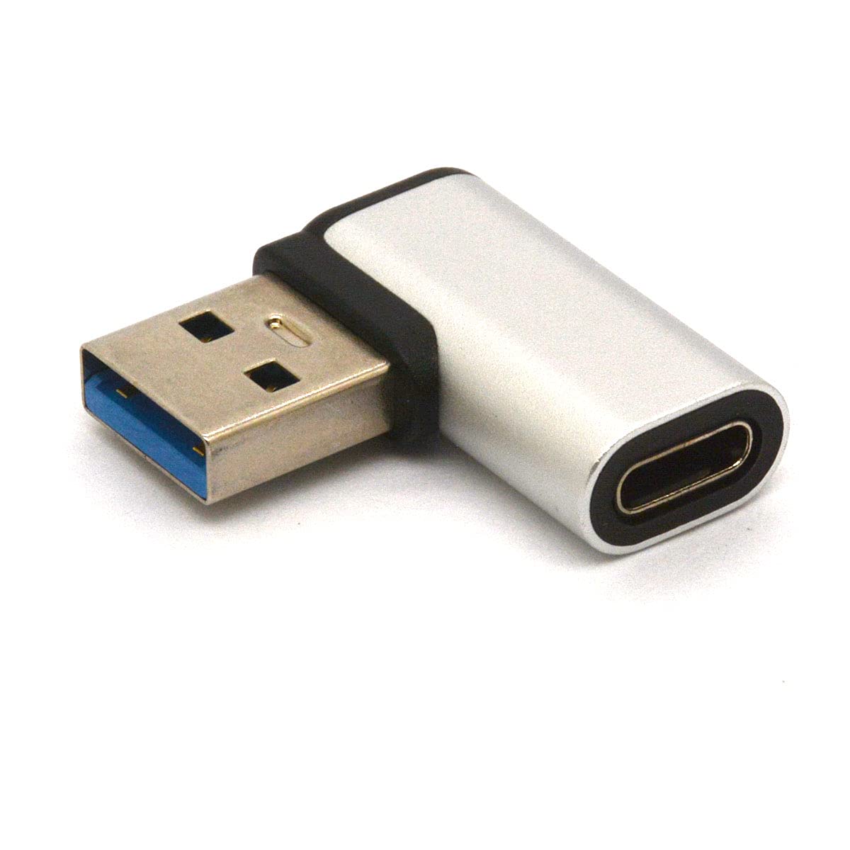 Tomost 90 Degree Left Angled USB C to USB 3.0 Adapter (2 Pack) - USB Type C Female to USB A Male Converter for Laptops, Phones, Tablets - Perfect for Tight Spaces & Cable Management (Silver)