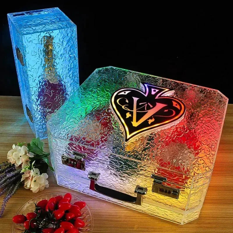 Portable LED Ice Rock Ace of Spade Champagne Bottle Cooler - Rechargeable Glorifier Display Case for Bars, Nightclubs & Parties - Perfect for Cocktail Serving, VIP Events & Home Entertaining