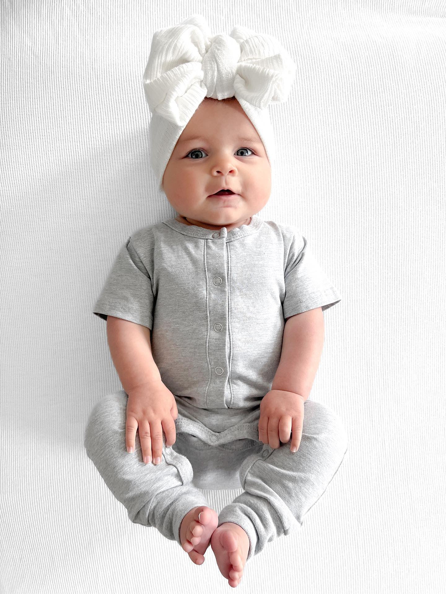 Classic Snap Romper for Baby - Soft Grey Cotton Jumpsuit | Perfect for Playtime, Outings & Photo Shoots