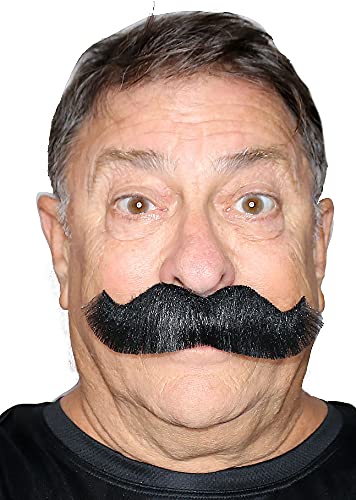 Self Adhesive Fake Mustache Costume Accessory - Novelty False Facial Hair for Adults (Rocking Grandpa Style) | Perfect for Halloween, Cosplay, Themed Parties & Comedy Performances