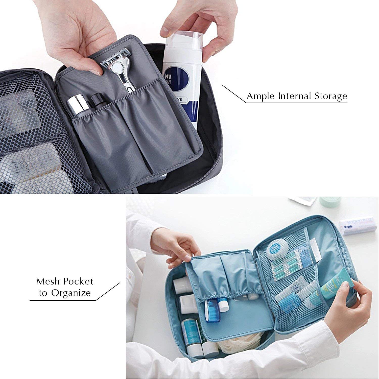 OCTOPUS PRIME Travel Makeup Bag - Waterproof Cosmetic Organizer for Women & Men | Portable Toiletry Pouch with Multiple Compartments | Perfect for Bathroom Storage, Shaving Kit, and On-the-Go Essentials