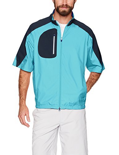 Zero Restriction Men's Bolt Half Sleeve Wind Jacket - Lightweight Water-Resistant Outdoor Windbreaker for Golf, Hiking & Travel