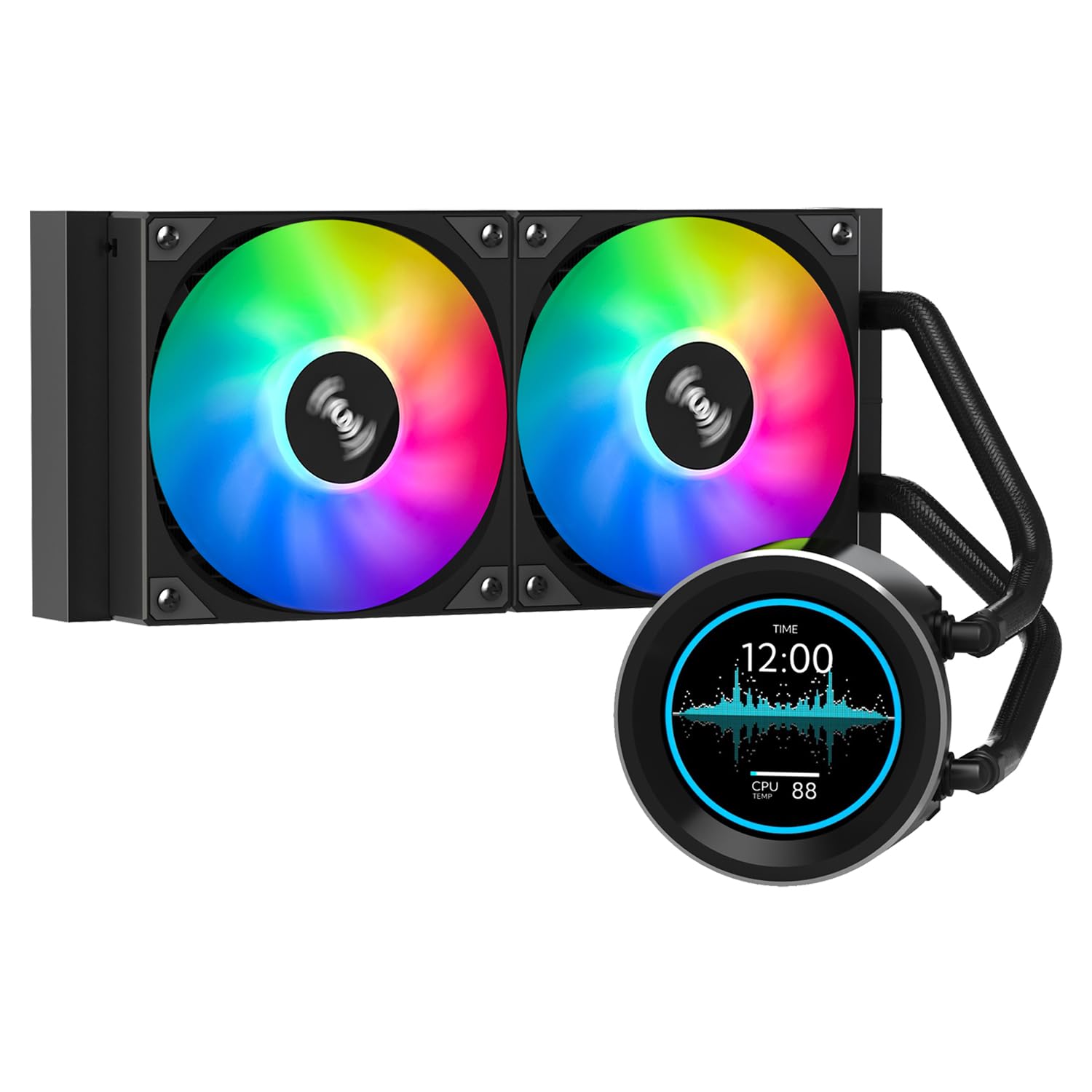 SAMA SM240 PRO Black 240mm ARGB AIO Liquid CPU Cooler with 2.8-inch LCD Temperature Display & PWM Silent Fans - High Performance Cooling for Gaming PC, Workstation, and Overclocking