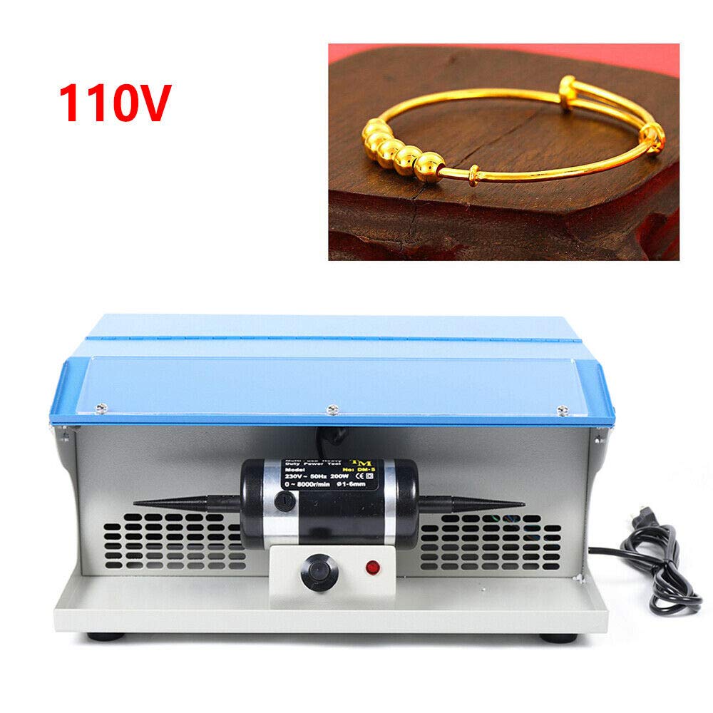110V 200W Jewelry Polishing Buffing Machine with Dust Collector & LED Light - Professional Bench Top Tool for Jewelry Making, Metal Polishing & Craft Projects