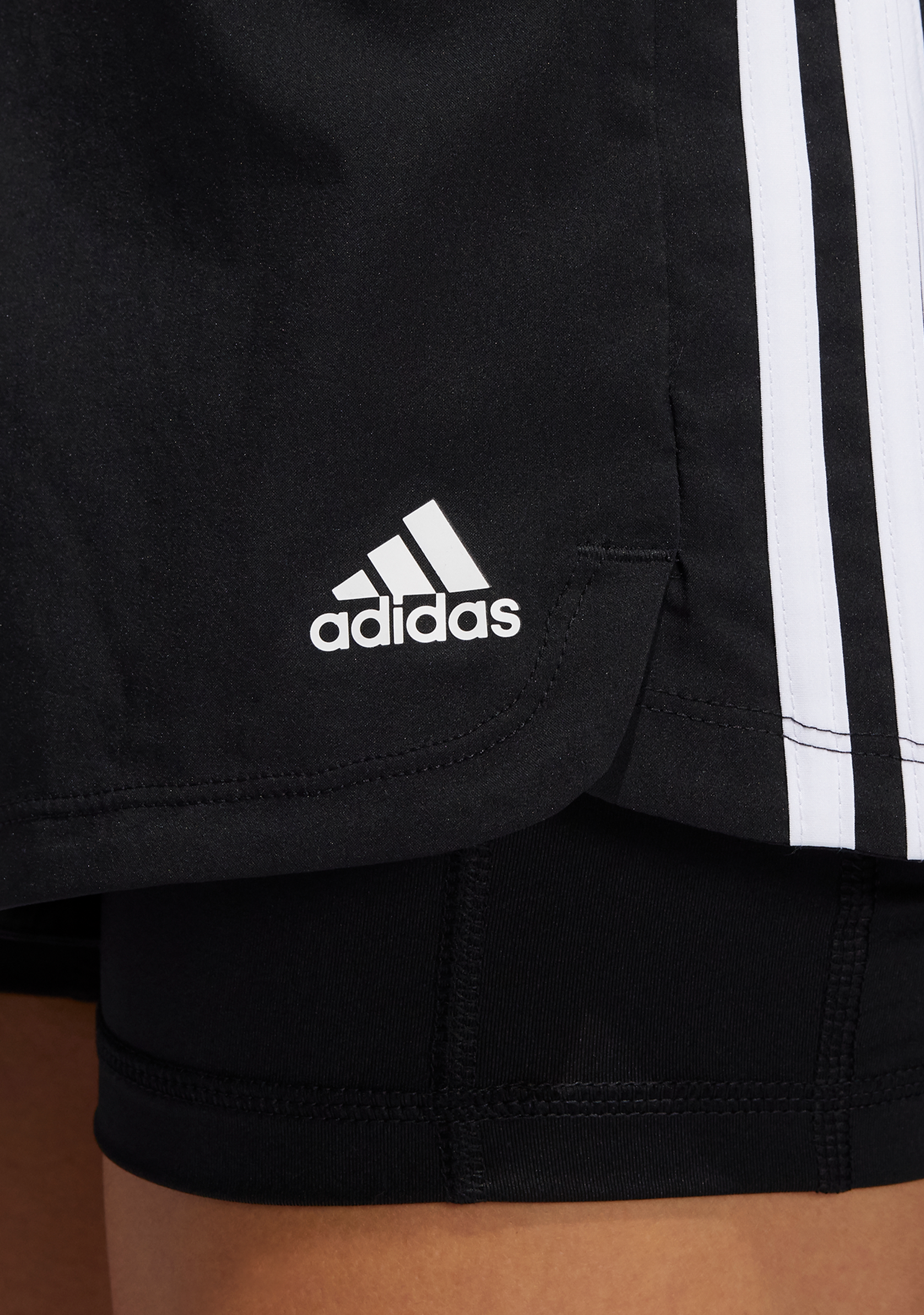 Adidas Women's 3-Stripe Pacer Two-in-One Running Shorts - Quick-Dry Athletic Shorts for Workouts, Jogging & Gym Training