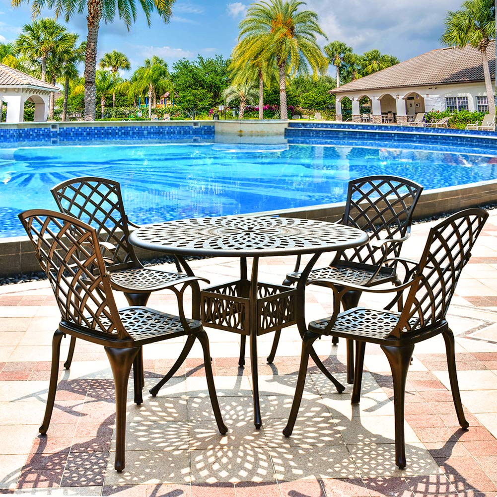 TITIMO 2-Piece Outdoor Dining Chairs Set - Patio Bistro Chairs, Garden Deck Furniture with Lattice High Back Design - Perfect for Backyard, Balcony & Living Room Use
