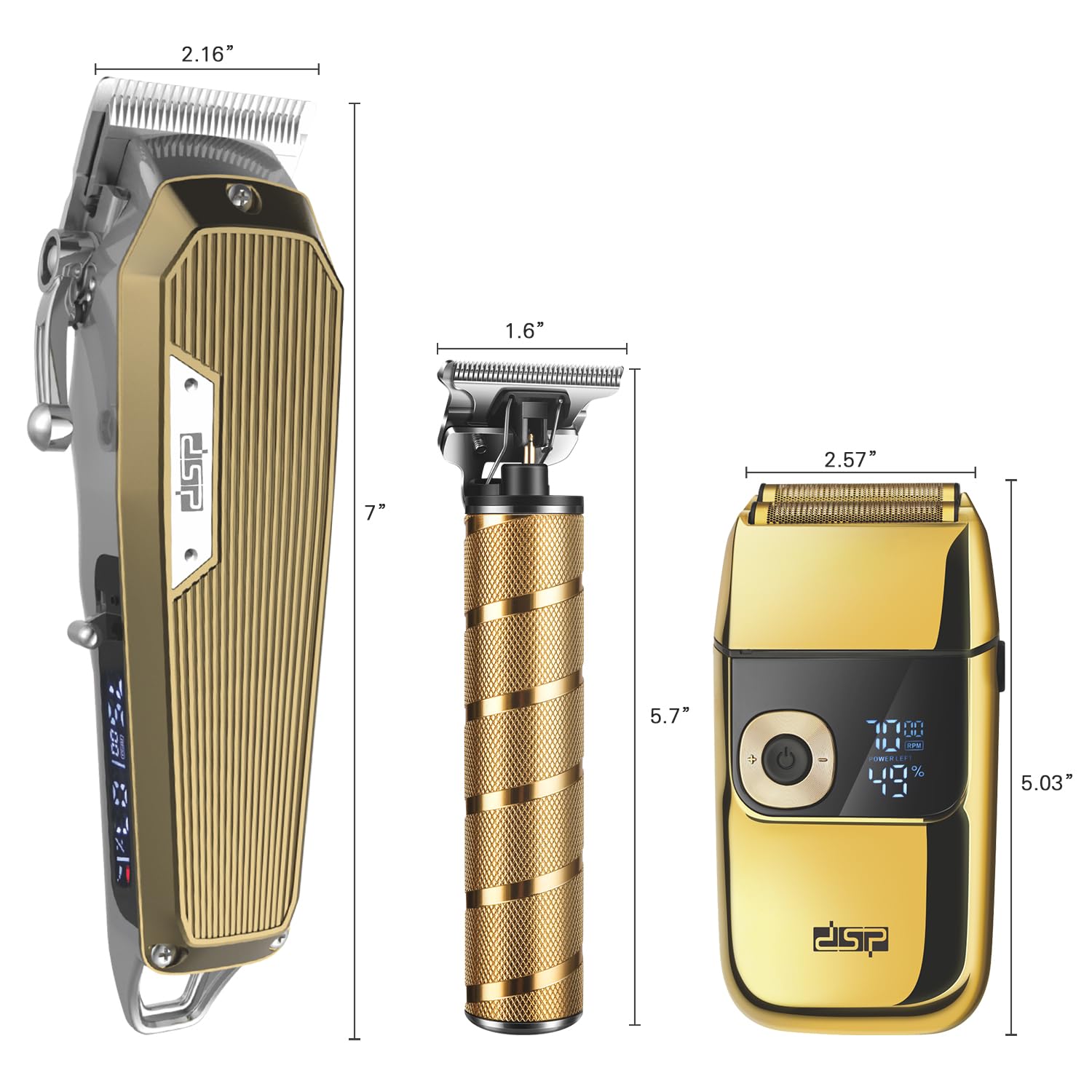 DSP® Professional Cordless Hair Clippers & Trimmers Set for Men - Bald Shaver, Beard Trimmer & Grooming Kit - Complete Home Barber Set for DIY Haircuts & Beard Styling (Great for Travel & Gifts)