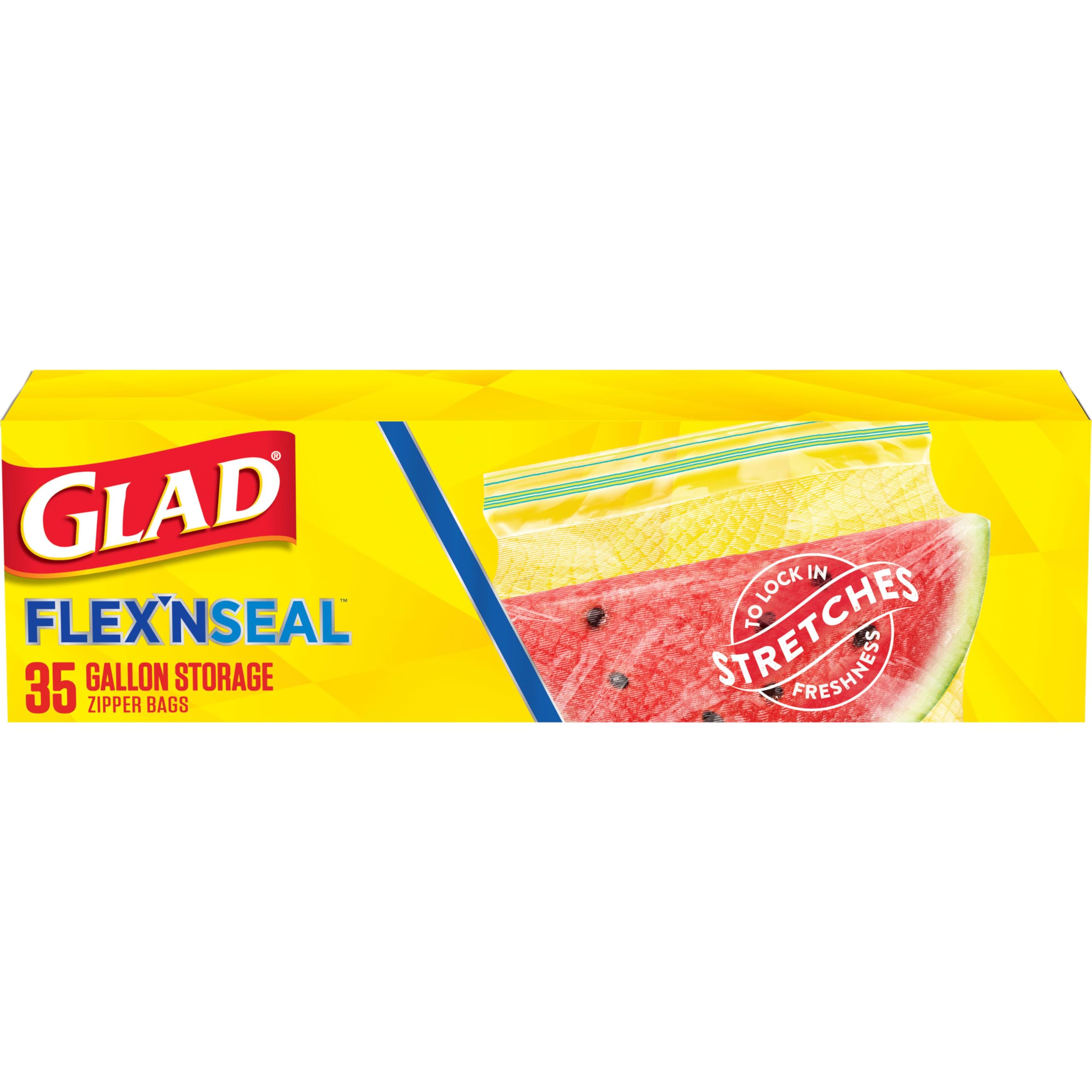 Glad Flex'N Seal Gallon Food Storage Bags - 35 Count (Packaging May Vary) | Airtight Plastic Bags for Freezer, Meal Prep & Leftovers | BPA-Free Kitchen Storage Solution