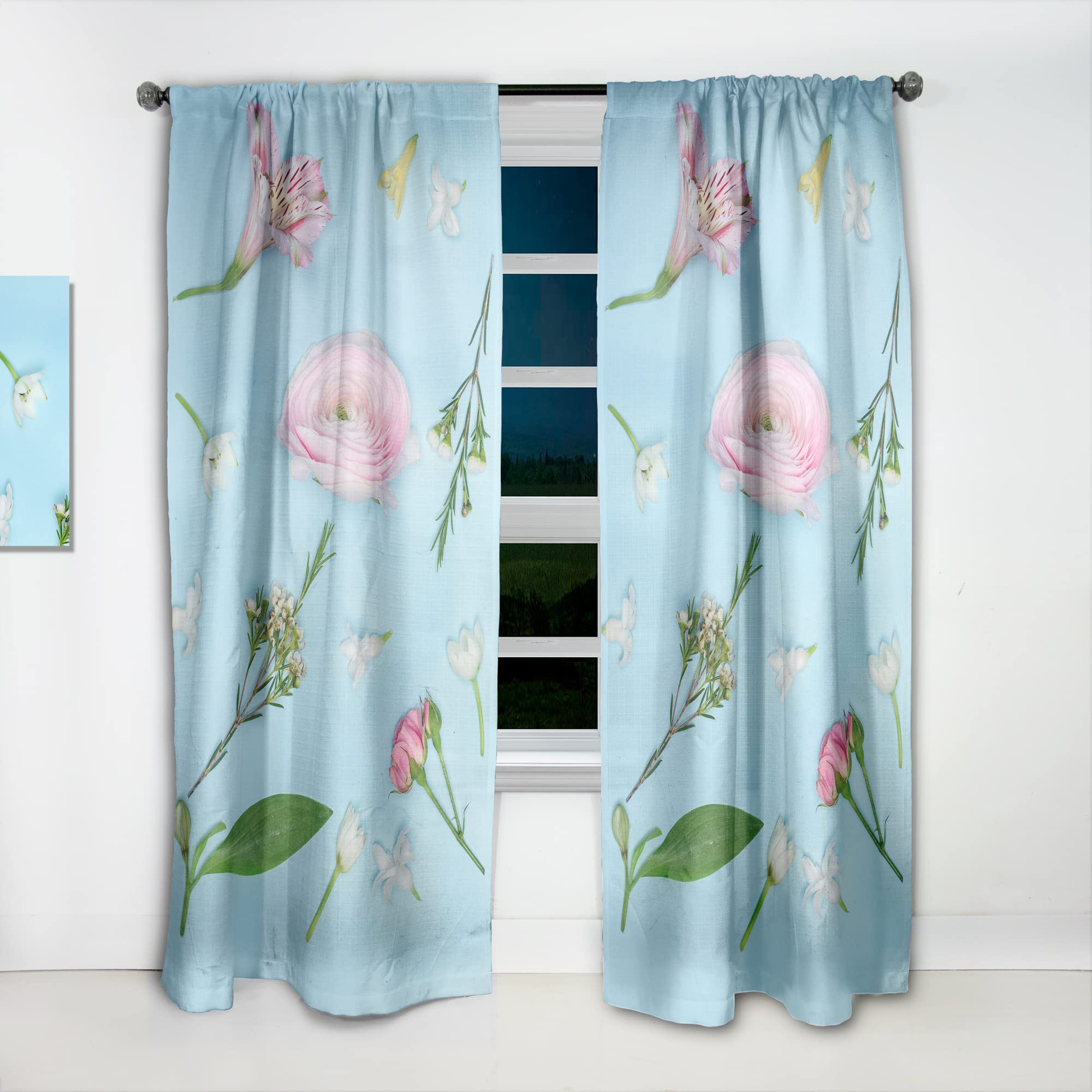 DesignQ Thermal Insulated Curtains - Fresh Beautiful Blooming Rose Pattern, 52x63 Inch Single Panel for Bedroom & Living Room - Perfect for Home Decor, Light Blocking & Energy Saving