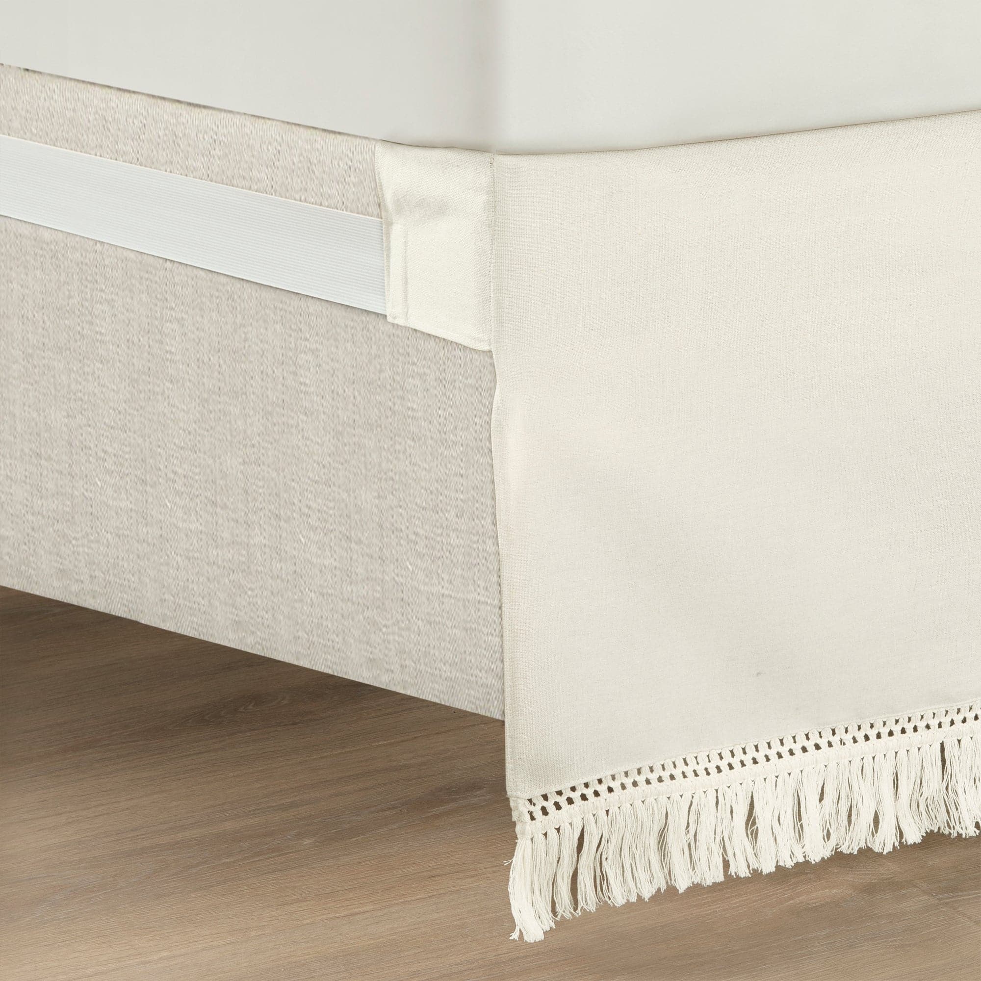 Boho Fringe 15 Inch Tailored Drop Easy Fit Bed Skirt - Stylish & Comfortable Bedroom Decor for Boho Chic, Farmhouse & Modern Homes