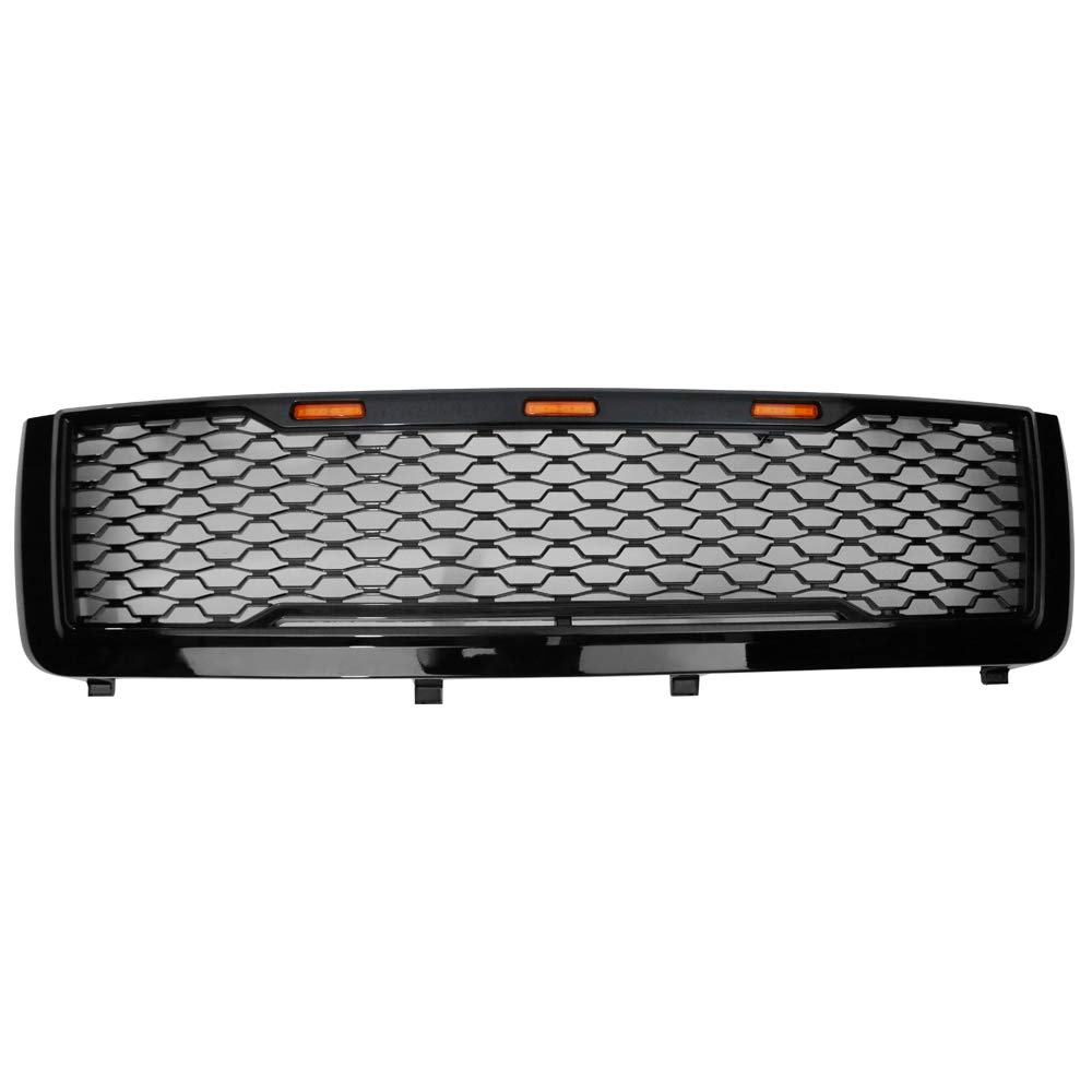 IKON MOTORSPORTS Grille Replacement for 2011-2014 Chevy Silverado 2500HD/3500HD - Gloss Black Front Bumper Hood Mesh Grill | Perfect for Off-Roading, Truck Upgrades & Customization