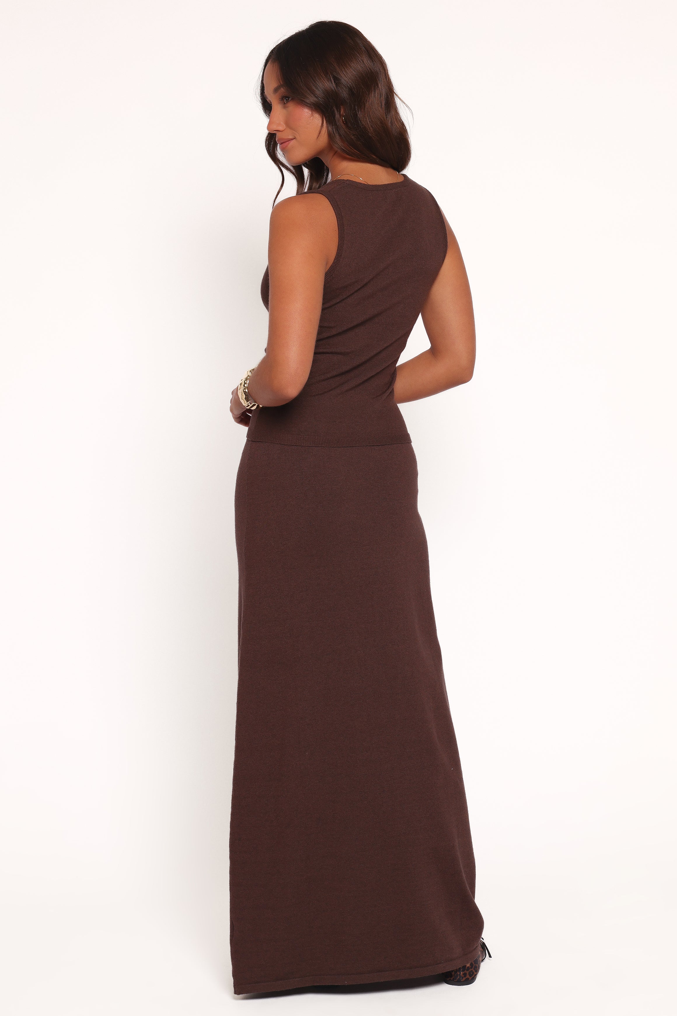 Beatrice Knitted Skirt for Women - Soft & Stretchy High Waist Chocolate Brown Skirt - Perfect for Fall, Winter, Office Wear & Casual Outfits