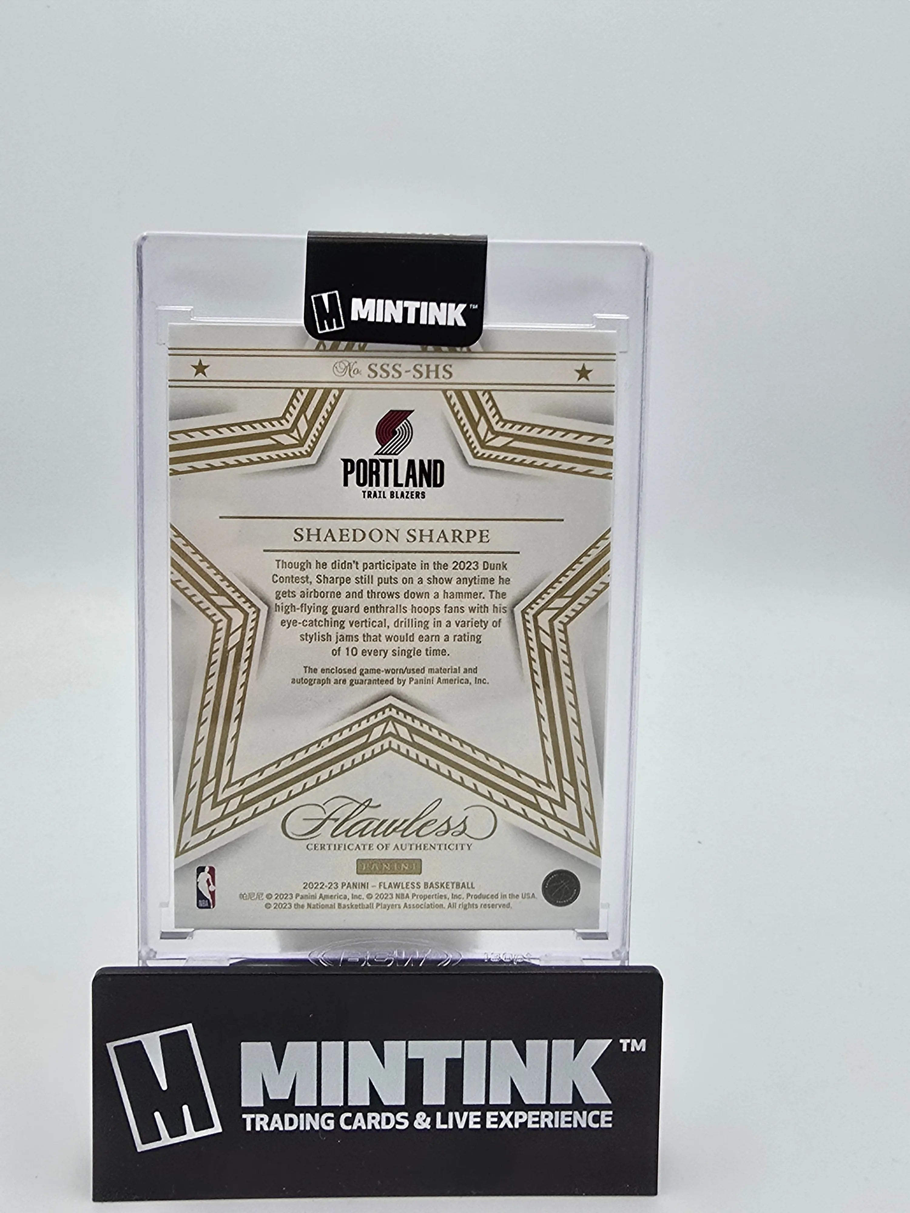 2022-23 Panini Flawless Basketball Shaedon Sharpe Rookie Card Star Swatch Signatures Auto Ruby /15 - Perfect for NBA Collectors & Basketball Memorabilia Enthusiasts