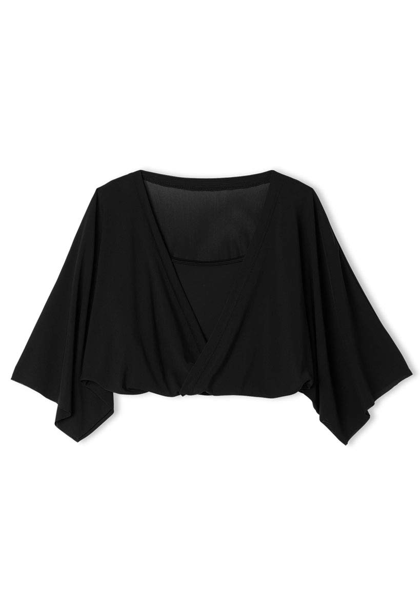 Balera Women's Dance Crop Top - Front Crossover Detail & Flutter Sleeves for Ballet, Jazz, Yoga & Performance Wear
