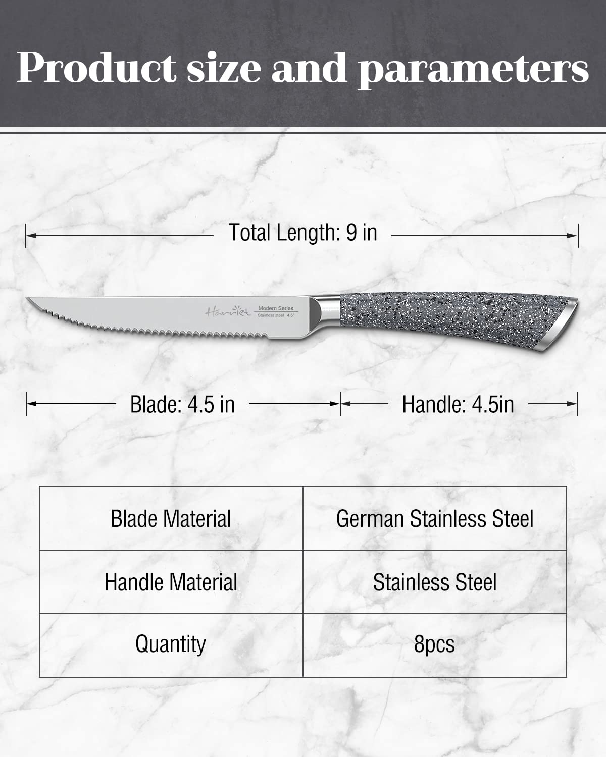 Premium 8-Piece Steak Knives Set - 4.5