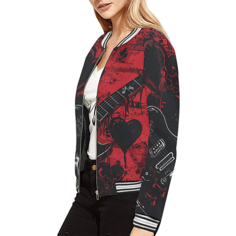 Stylish Guitar Love Stripes Jacket for Men & Women - Trendy Music-Inspired Outerwear for Concerts, Performances & Casual Wear