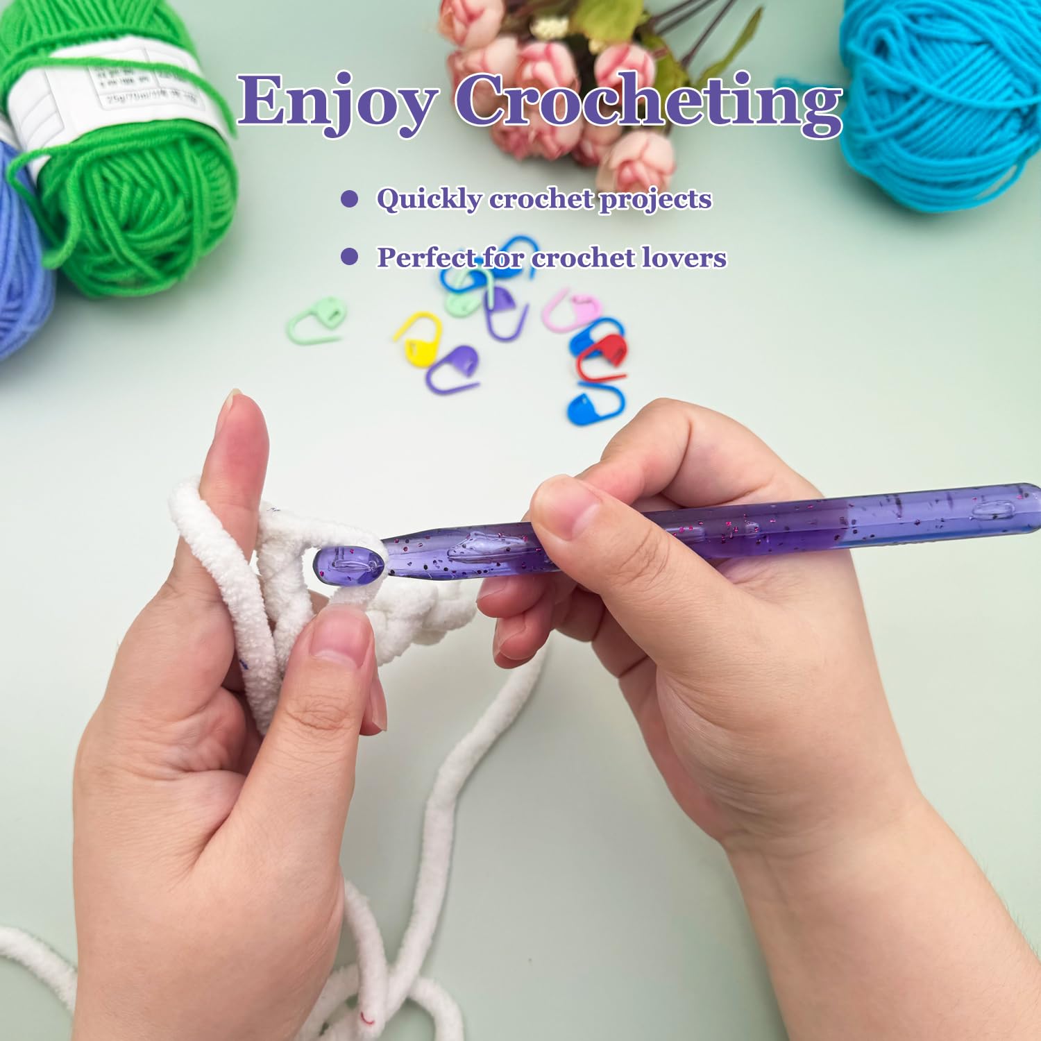 12mm Large Crochet Hook for Chunky Yarn - Ergonomic Plastic Crochet Needles for Arthritic Hands - Crystal Smooth DIY Crochet Hooks for Handmade Projects - Perfect for Blankets, Scarves & Home Decor